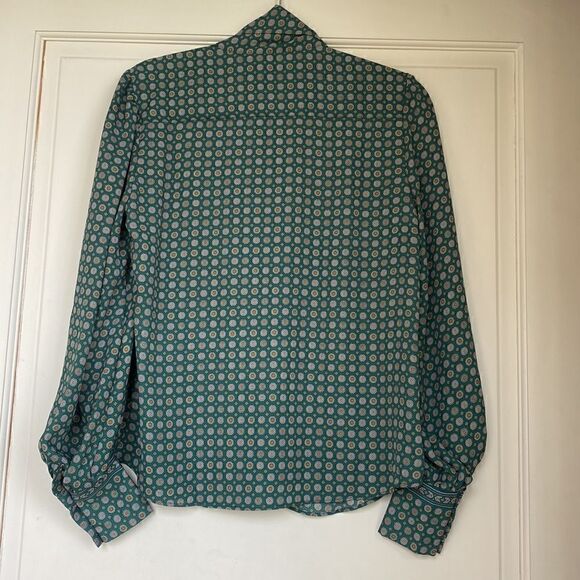 NEW With Tags Button Front Blouse With Sash Detail And Balloon Sleeves - Picture 7 of 7